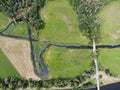 Aerial view of Havel river canal VoÃÅ¸kanal in Krewelin, Oberhavel, Ruppiner Lakeland, Brandenburg, Germany